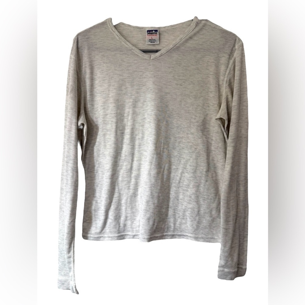Patagonia Women’s Capilene Base layer Long Sleeve Top Size Large Light Gray